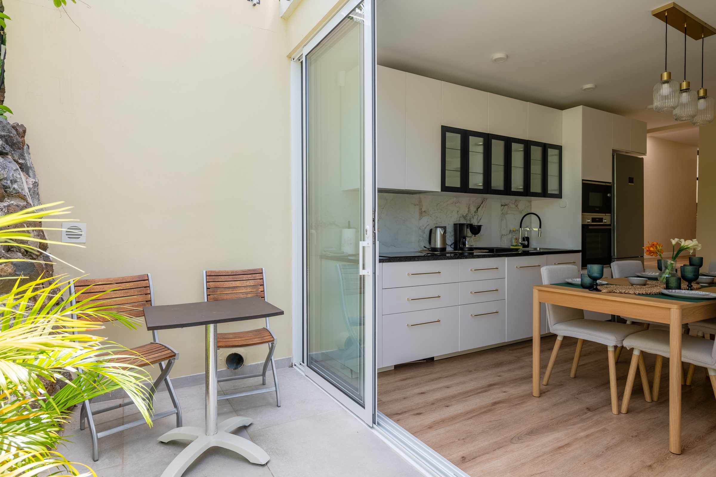 Courtyard seating beside the open kitchen